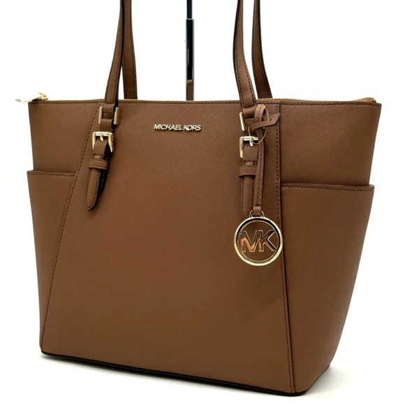 Michael Kors Large Charlotte TZ Tote Bag Luggage Brown - Picture 1 of 11